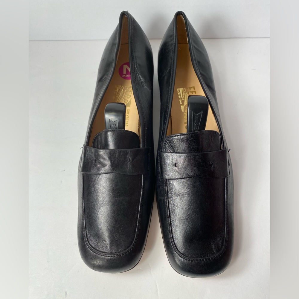 Salvatore ferragamo loafers pumps leather black narrow 8 AA fits like 7 - Picture 4 of 13